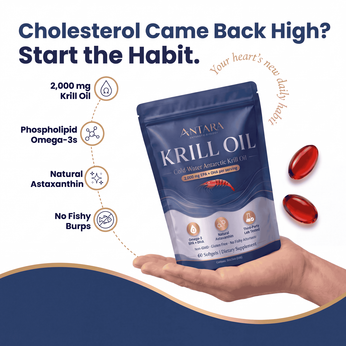 Antara Antarctic Krill Oil 2000mg with Natural Astaxanthin